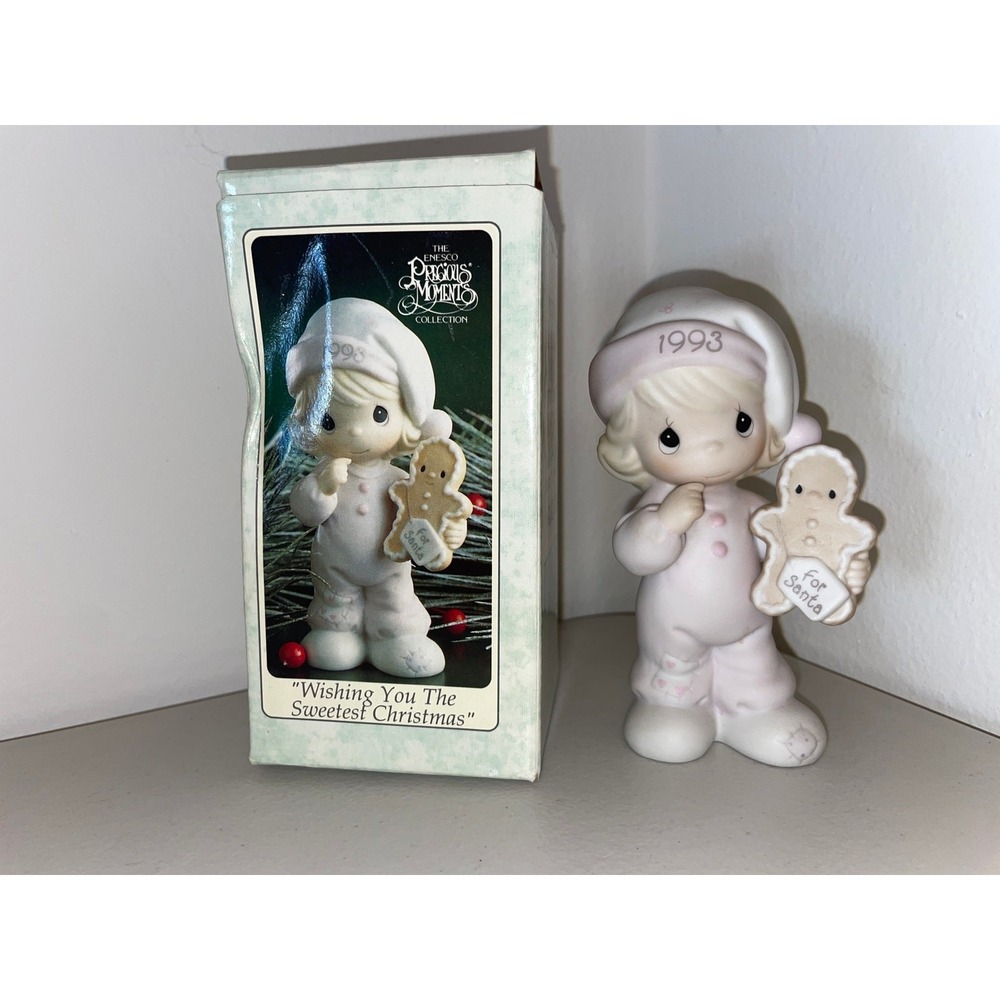 Precious Moments 1993 Christmas Figure Wishing You The Sweetest Christmas 530166